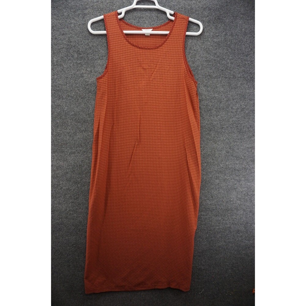 Vintage Christopher Banks Dress Medium Orange Gingham Sleeveless Shift Maxi